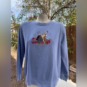 Vintage "Adorable Kitty" women's embroidered sweatshirt size Large.